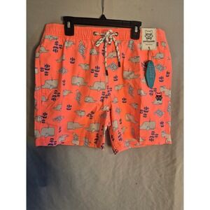Party Pants Men's Coral Whale Ship Print Swim Trunks Shorts Medium NWT‎